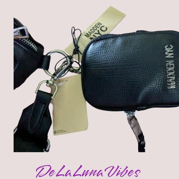 NEW Unisex Black on Black Shimmer 3-Pocket Adjustable Waist Bag - Picture 6 of 8